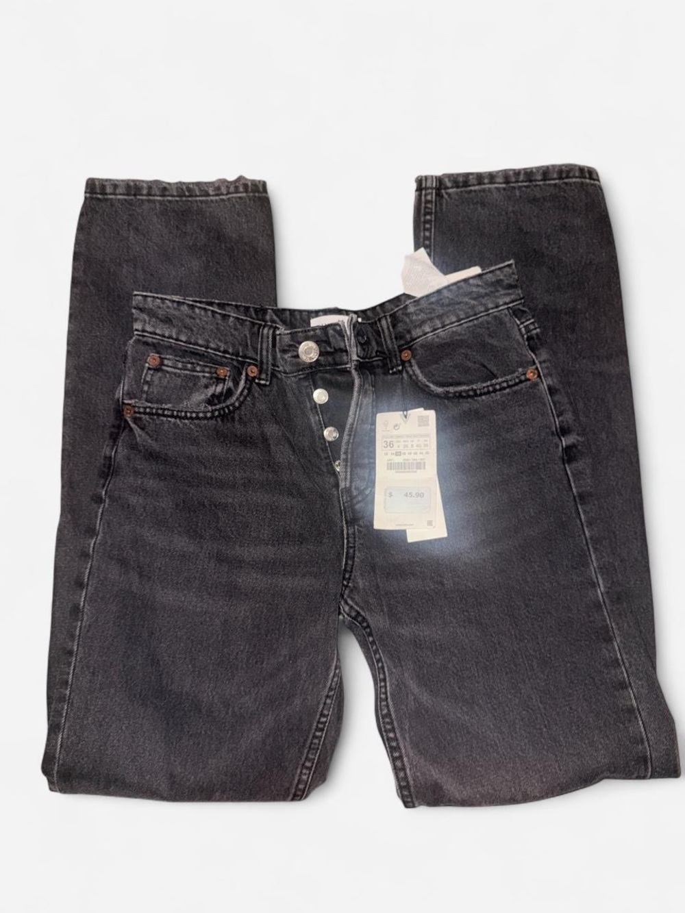Zara Washed Black Straight-Leg Women’s Jeans